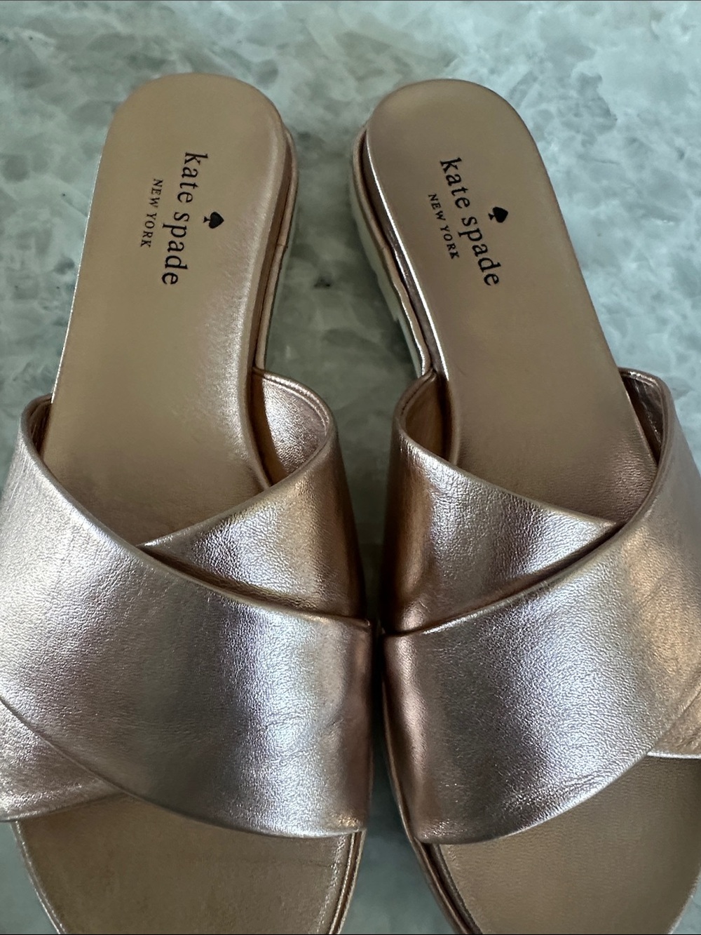 kate spade Metallic Rose Gold Crossover Slide Mules - Picture 5 of 5